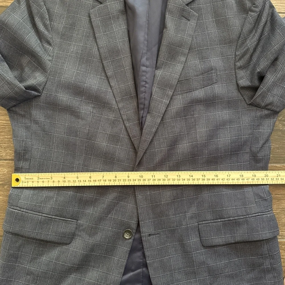 Banana Republic Sport Coat 42R Blue Glen Plaid Marzotto Wool Slim Unstructured